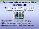 Сравнение действия мыла и СМС в жесткой воде